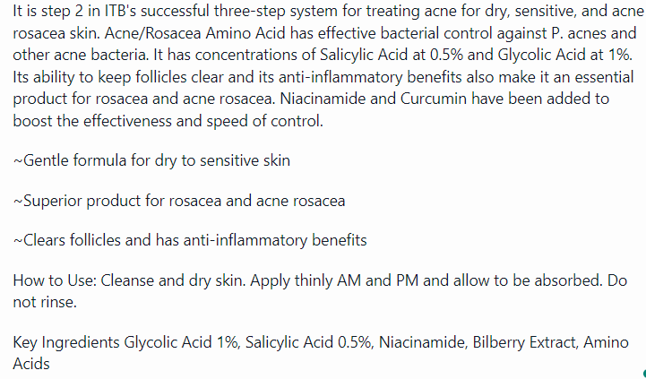 Acne/Rosacea Amino Acid
